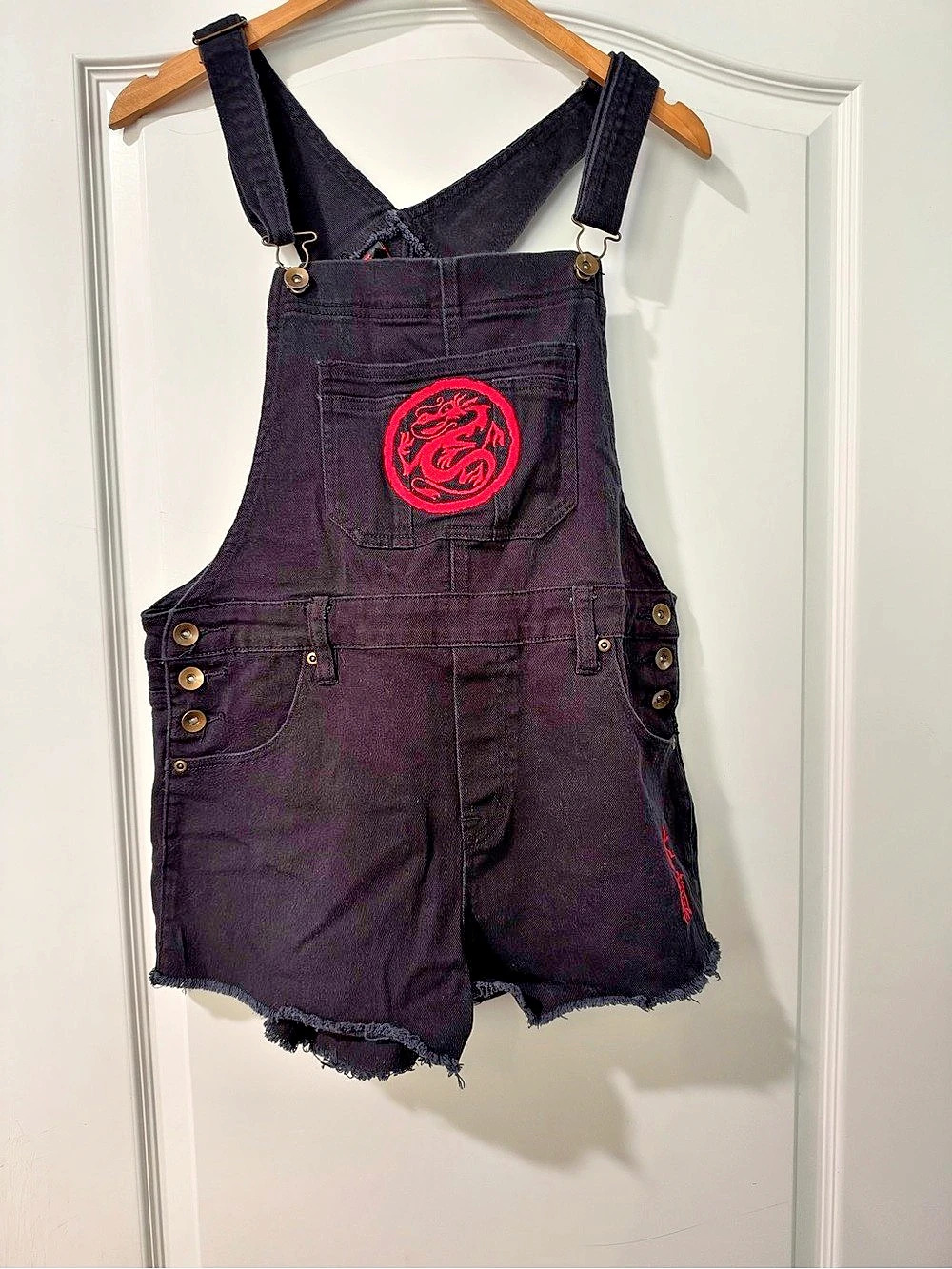 Mulan Disney Overalls Black Denim Short Size Small